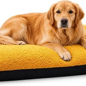 Adam Home Dog Pet Bed Large 95 x 65 cm with Removable Zipped Cover, Soft Washable Cushion for Dogs & Cats Durable Fleece Pet Mattress for Medium & Large Pets|Mustard