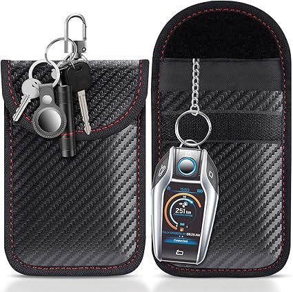 lanpard Faraday Pouch for car Keys, 2 Pack Faraday Bag, Key Signal Blocking Pouch, RFID Blocker for Keyless Entry Remote, Anti-Theft Remote Entry Keyless Protect Black,M