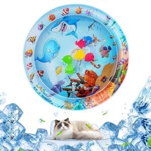 OSDUE Water Sensor Play Mat, Thickened Water Sensor Play Mat for Pets, Cool Comfort Inflatable Water Mat, Interactive Sensory Water Play Mat for Cats Dogs-shark