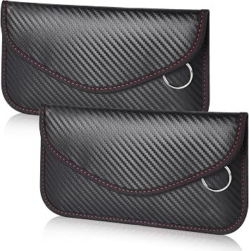 Faraday Bag for Key Fob, 2 Pack Car Key Signal Blocker Pouch, Keyless Entry Case Car Protector, RFID Anti-Theft Signal Blocking Pouch Large for Car Keys and Phones