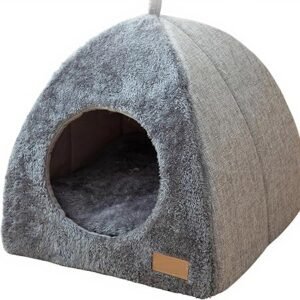Cat Cave Bed for Cats & Small Dogs - Tent Igloo with Removable Washable Cushion