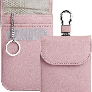 Teskyer 2 Pack Faraday Pouch for Car Keys, Keyless Car Key Signal Blocker Pouch, Rfid Key Pouch, Rose