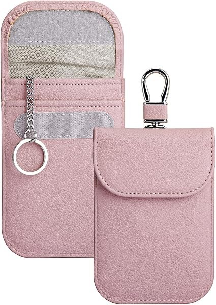 Teskyer 2 Pack Faraday Pouch for Car Keys, Keyless Car Key Signal Blocker Pouch, Rfid Key Pouch, Rose