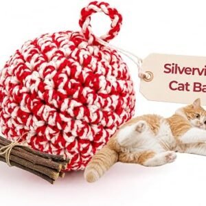 JAYU PET Red Cat Ball [W/O Bell Version] - Handmade Silvervine Cat Toy with Catnip, Interactive Matatabi Ball for Indoor Cats & Kittens, Feline Play Toy & Gift (7cm, 2.7 inch)