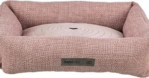 TRIXIE dog bed Viviana 9.4 x 7.9 in in old pink ? square cuddle bed with soft velvet cover, dog basket for small dogs, fixed cushion, non-slip bottom ? soft & washable ? 37543
