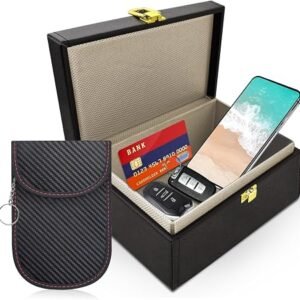 Keyless Entry Car Key Faraday Box for Car Keys with 1 Pack Faraday Pouch for Car Keys Car Key Signal Blocker Box Rfid Anti-Theft Signal Blocking Cages, Keyless Entry Car Key Safe Protector