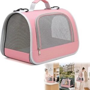 Cat Carrier, Breathable Pet Carrier Bag Guinea Pig Travel Carriers Bag Portable Travel Pet Handbag with Mesh Windows for Small Medium Cats Puppies Airline Approved