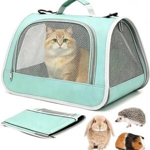 Green Cat Carrier Bag, Portable Pet Carrier For Small Animals?Green Pet Carrier Bag, Small Animal Carrier, Portable Design, Veterinary Visits, Outdoor Adventures, Travel Carrier, Durable Construction