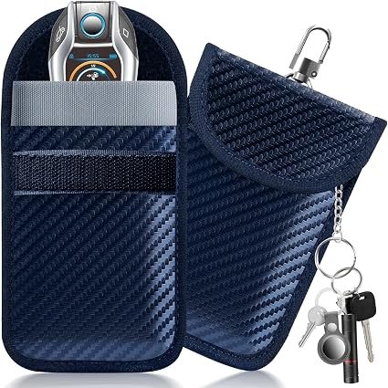 lanpard Faraday Pouch for car Keys, 2 Pack Faraday Bag, Key Signal Blocking Pouch, RFID Blocker for Keyless Entry Remote, Anti-Theft Remote Entry Keyless Protect Blue,M