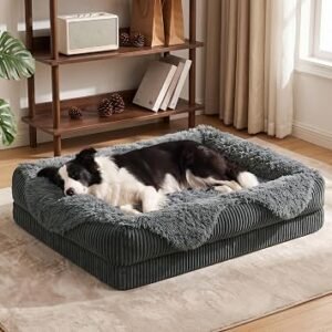 MIXJOY Large Dog Bed, Orthopedic Dog Sofa Bed with Washable Removable Cover