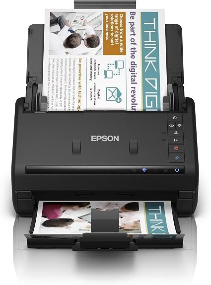 Epson WorkForce ES-500WII Wi-Fi and USB 3.0, High-speed (35ppm), Up to A4 (27-413 GSM), 50 Page Auto Feed Colour Scanner with OCR Software