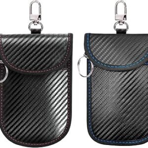 2 Pieces Car Key Shielding Bag, Rfid Signal Isolation, Key Bag With Hook, Car Key Accessories.