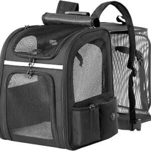 Dogat Expandable Cat Carrier Backpack, 2-in-1 Cat Travel Bag, Foldable | 36 x 30 x 44 cm, for Cats up to 11 kg(23lbs), with Expandable Space, Dual-Sided Mat...