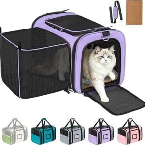 JUYANO Cat Carrier Side Expandable, Airline Approved Soft Cat Carrier Bag | Up to 15 lbs Foldable Pet Carrier for Small Dog Sturdy & Breathable Dog...