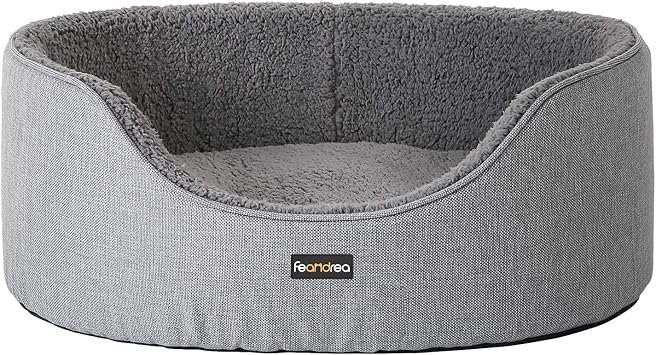 FEANDREA Dog Bed, Pet Bed, Reversible Cushion, 73 x 60 x 27 cm, Grey PGW31GG
