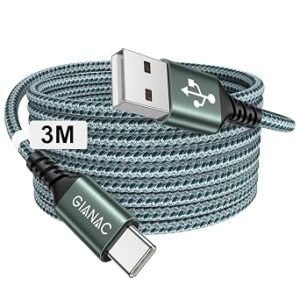 GIANAC USB C Charger Cable 3 Metre Long 3.1A Type C Fast Charging Cable