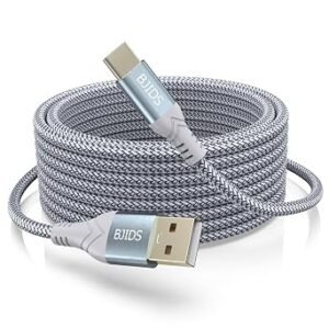 Long USB C Cable 4M, USB 2.0 to USB Type C Cable Fast Charging Nylon Braided Charger Cord Compatible with Samsung Galaxy Note, LG, Moto, Google, Sony, Switch, Camera and Other USB-C Device-Gray