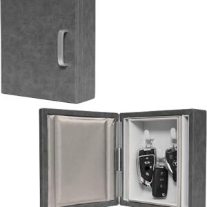 Faraday Box for Car Keys - Premium Design XL Signal Blocker| 3 Keys Capacity| PU Leather | Keyless Entry Theft Protection|Wall Mounted | Easy to Install| Extra Large (Dark Grey)