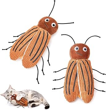 Potaroma Cockroach Catnip Toys with Crinkle for Cats, 2 Pack