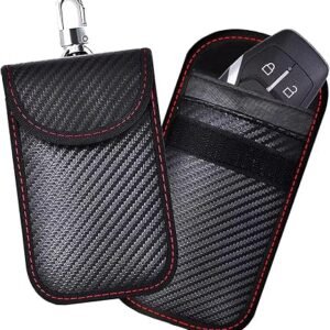 KAV Faraday Car Key Fob Protector Pouch Bag- Carbon Fiber Compact Signal Blocking Pouch for Car Key Wallets - RFID Blocking, Anti-Theft Protection (Pack of 1)