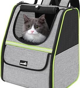 Pecute Cat Backpack Carrier, Small Dog Backpack Carrier, Grey | Pet Backpack Carrier for Cats Dogs Puppy Kitten, Cat Carrier Bag Carrying for Travel Hiking...