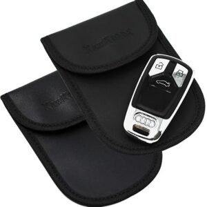 Car Key Faraday Pouch 2 Pack | Anti Theft Key Pouch & RFID Blocker | Signal Blocking Pouch for Keyless Car Keys | Faraday Keyless Entry Protector Case (Black)