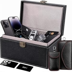 VINSPIRE Faraday Box for Car Keys, RFID Signal Blocker, 2 Pouches & Cards | RFID, NFC, WiFi, 5G, Bluetooth & GPS Blocking, Anti-Theft, Keyless Entry...