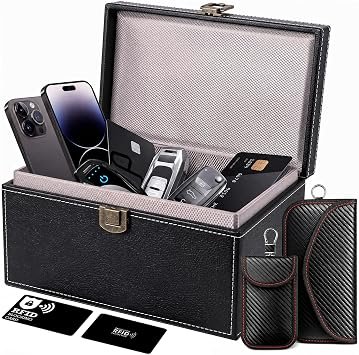 VINSPIRE Faraday Box for Car Keys, RFID Signal Blocker, 2 Pouches & Cards | RFID, NFC, WiFi, 5G, Bluetooth & GPS Blocking, Anti-Theft, Keyless Entry...