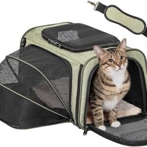 Petsfit Small Cat Carrier Airline Approved ?Expandable Carrier for Kitten Puppy Bunny,41L x 23W x 25H centimetres