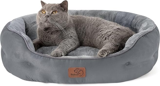 Bedsure Large Cat Beds for Indoor Cats Round Washable, 63x53cm