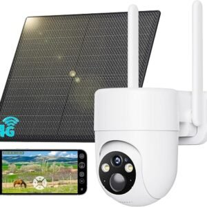SEHMUA 4G LTE Security Camera NO Wifi with SIM Card, 2K Camera Outdoor | 360° PTZ Solar Security Camera with Human Identification Detection, CCTV Camera...