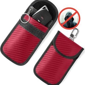 Upgraded Faraday Bag for Key Fob (2 Pack), Premium Faraday Key Fob Protector? Car RFID Signal Blocking, Car Security Protection, Anti-Theft Pouch, Anti-Hacking Case Blocker Red