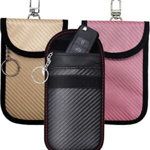 3 Pcs Faraday Pouch for Car Key,Anti-Theft RFID Car Key Signal Blocking Bag | Blocking Signal Keyless Entry Cars Keys Case for Cars Security (Pink, Gold, Black)