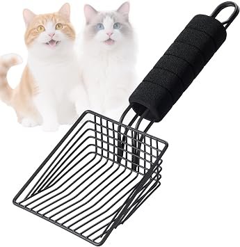 BasicForm Metal Cat Litter Scoop - Fast Sifting Deep Shovel with Comfy Handle, Designed for Multi-Cat Owners