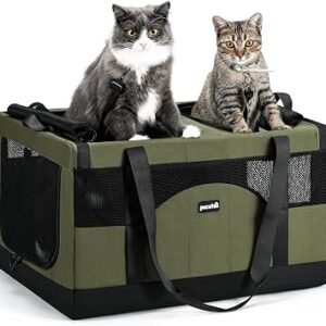 pecute Cat Carrier for 2 Cats, Dog Carrier Stable Structure,Green | Cat Carrier large 2 cats Breathable, Pet Carrier for Car Travel, Foldable Cat Carriers...