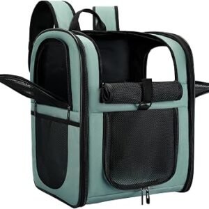 APOLLO WALKER Pet Carrier Backpack for Small Cats and Dogs, Puppies, Two-Sided Entry, Safety Features and Cushion Back Support for Travel, Hiking, Outdoor Use (Blue)