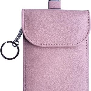 RFID Signal Blocker Faraday Pouch for Car Keys, Premium PU Leather, Jammer for Keyless Entry, Relay Attack Prevention (Dark Pink)