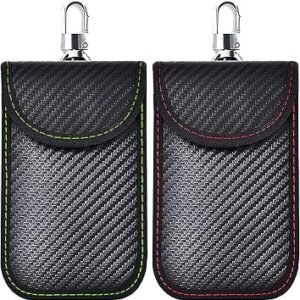 Faraday Pouch for Car Keys, 2 Pack Car Key Signal Blocker Pouch Faraday Bag Rfid Key Pouch Key Fob Protection Pouch for Keyless Car