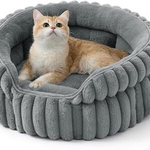 Bedsure Cat Beds Washable Corduroy Fleece Puppy Bed, 51x51cm