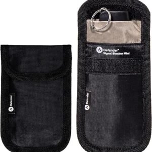 Defender Signal Blocker Mini 2 Pack - RFID Blocking Faraday Pouch - Police Accredited Car Key Signal Blocker Pouch - Protection for Keyless Fobs - Works with Remote Entry Keys