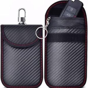 1Pcs Faraday Pouch Car Keys, Car Key Signal Blocker, RFID Key Pouch Keyless Car Blocker, Blocking Signal Keyless Entry Car Keys Case, Anti-Theft Remote Entry Smart Fobs Protection(Red)