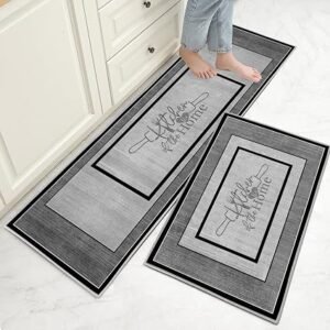 Kitchen Mat Sets Non slip Washable, 2 Pcs Kitchen Rugs and Mats, Anti Fatigue Kitchen Rug Sets for Home Decoration Office Standing Desk (I, 40x60+40x120cm)