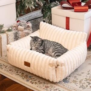 CheerPals Extendable Cat Bed, 63?55-66?32cm Soft Fluffy Large Cat Sofa