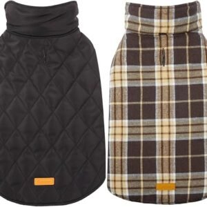 Kuoser Dog Coat Reversible, Waterproof Winter Jacket Puppy Vest, Brown XS | Fleece Lined Coat for Small Dogs Puppy, Waterproof Windproof Warm Dog Jacket...