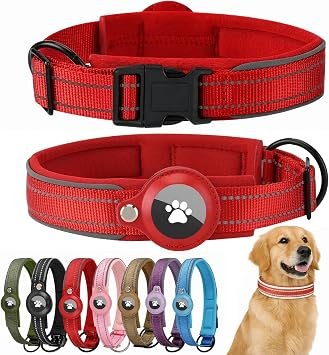 Reflective Medium Dog Collar Compatible with Air tag Padded