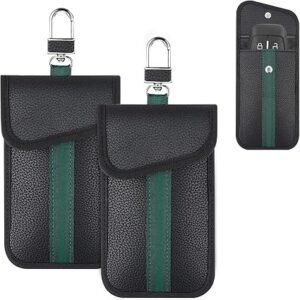 2PCS Faraday Pouch for Car Keys,Car Key Signal Blocker Pouch,Durable PU Leather for Men and Women