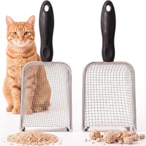 Okk?bi Cat Litter Scoop, 2-Pack Stainless Steel Litter Tray Scoops