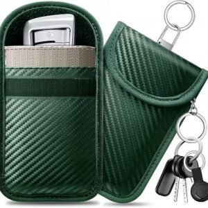 caslord 2 Pack Faraday Pouch for Car Keys | M | Blue| with 4 Pack Key Rings | Anti-Theft RFID Key Fob Protection Bag for Car Security