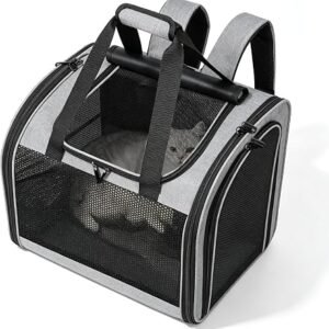 PRITOK 42x32x40 cm Breathable Pet Carrier, Cat Carrier Backpack | Secure Pet Backpack for Traveling,Foldable Large Cat Backpack Carrier, Walking and Camping...