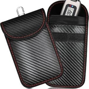 2PCS faraday pouch for car keys, Car Key Signal Blocker Pouch Anti-Theft Remote Entry Smart Fobs Protection rfid key pouch